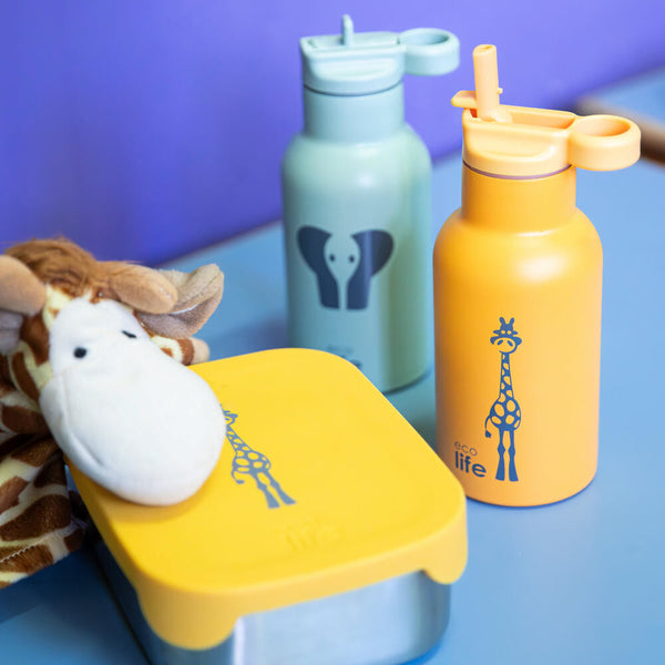 Stainless Steel Divided Lunch Box 800ml - Giraffe / Ανοξείδωτο Φαγητοδοχείο Με Χώρισμα 800ml - Καμηλοπάρδαλη