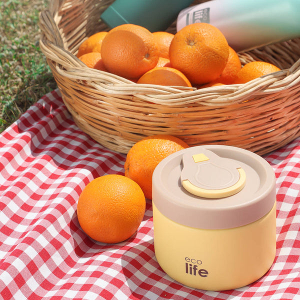 Round Food Thermos 650ml - Yellow / Στρογγυλό Θερμός Φαγητού 650ml - Κίτρινο