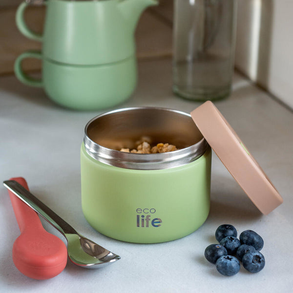 Round Food Thermos 650ml - Green / Στρογγυλό Θερμός Φαγητού 650ml - Πράσινο