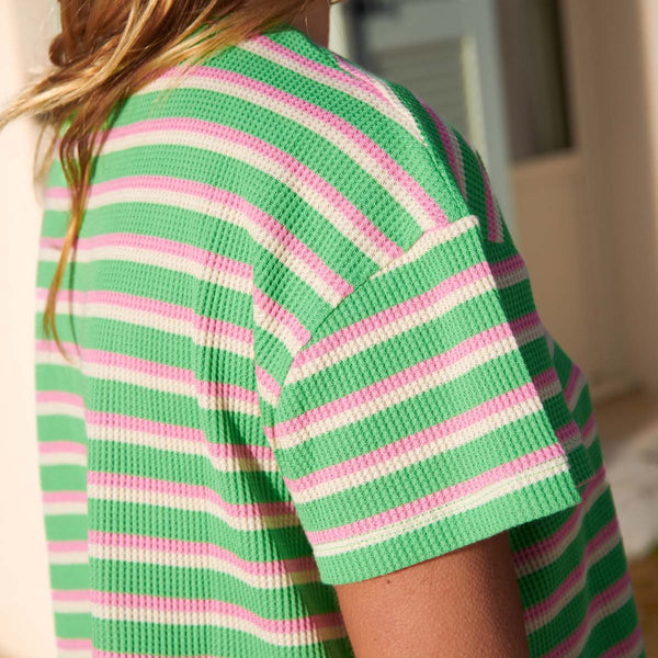 Crochet Set Green and Pink Stripes / Σετ Πλεκτών Πράσινες και Ροζ Ρίγες