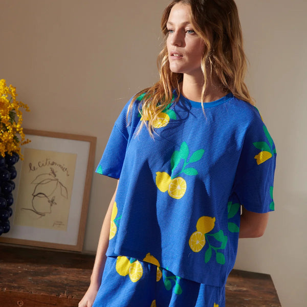 Organic Cotton Waffle Pyjamas / Πιτζάμες από οργανικό βαμβάκι - Royal Blue Lemons