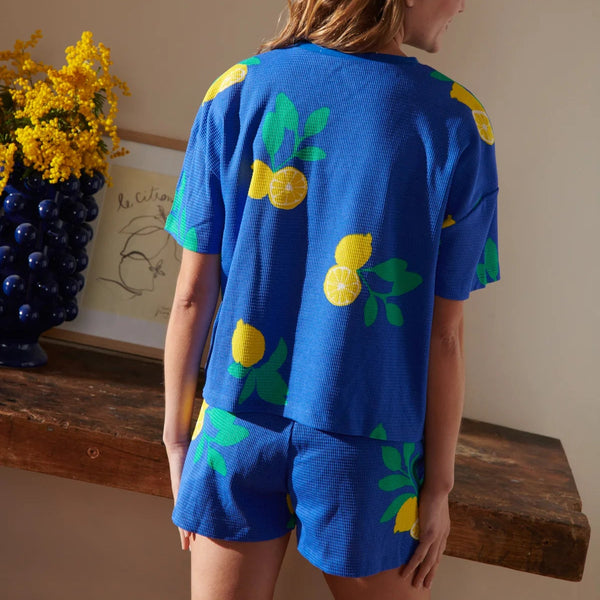 Organic Cotton Waffle Pyjamas / Πιτζάμες από οργανικό βαμβάκι - Royal Blue Lemons