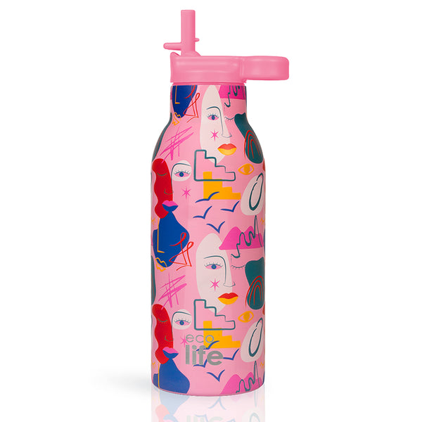 Faces Thermos 550ml - With Inner Straw / Θερμός Faces 550ml - Με εσωτερικό καλαμάκι