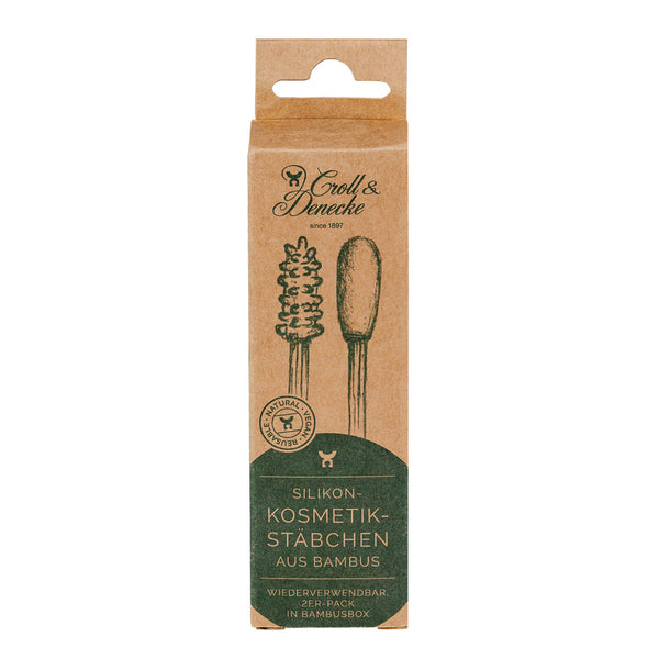 Silicone Bamboo reusable cosmetic swabs - Croll & Denecke / Μπατονέτες Σιλικόνης και Μπαμπού