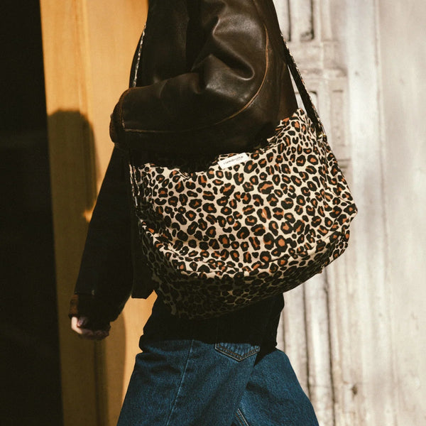 Sauval the city bag – Recycled cotton Leopard Beige sand / Sauval the city bag – Ανακυκλωμένο βαμβάκι Leopard Μπεζ άμμου
