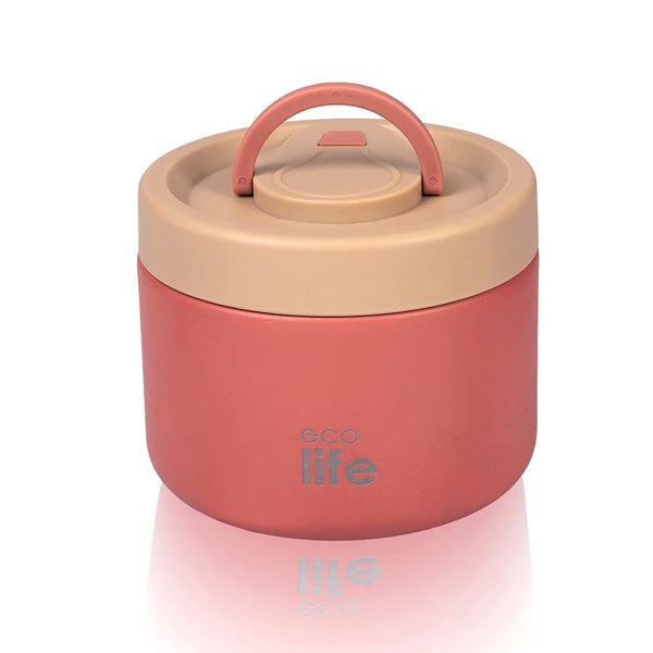 Round Food Thermos 650ml - Coral / Στρογγυλό Θερμός Φαγητού 650ml - Κοραλλί