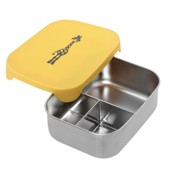 Stainless Steel Divided Lunch Box 800ml - Giraffe / Ανοξείδωτο Φαγητοδοχείο Με Χώρισμα 800ml - Καμηλοπάρδαλη