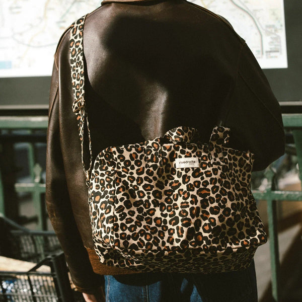 Sauval the city bag – Recycled cotton Leopard Beige sand / Sauval the city bag – Ανακυκλωμένο βαμβάκι Leopard Μπεζ άμμου