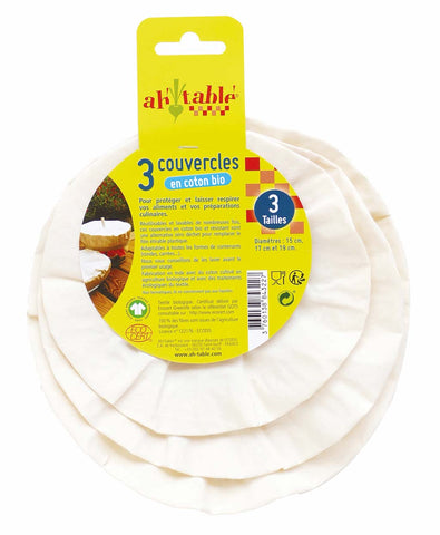 Kit of 3 organic cotton lids - Σετ με 3 καπάκια από οργανικό βαμβάκι