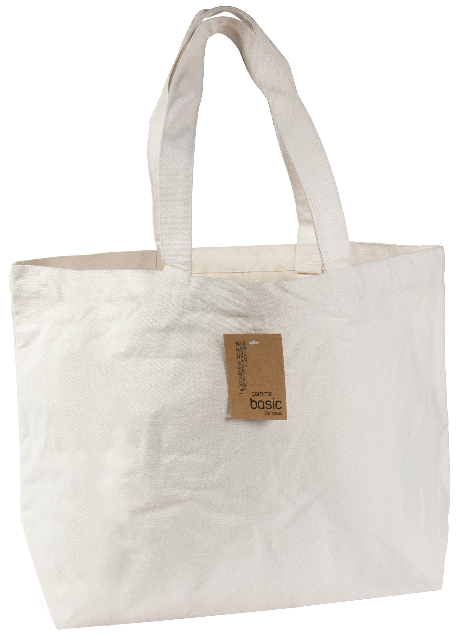 Ecru tote bag with long handles -  Τσάντα εκρού με μακριά χερούλια