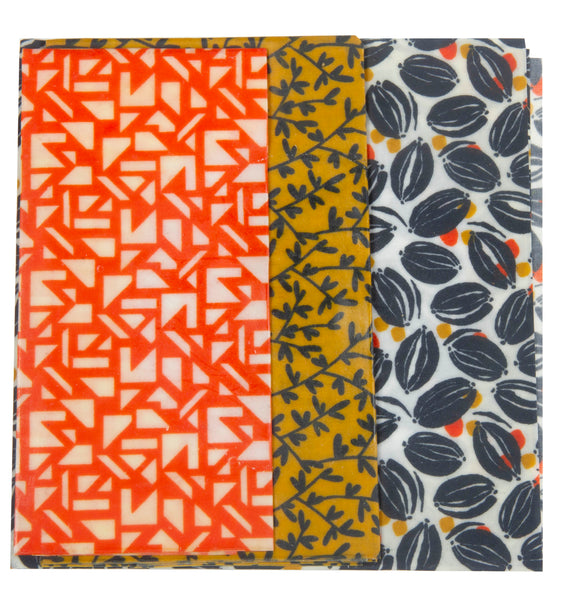 Set of 3 Beeswax Wraps / Σετ 3 Κερομάντηλa τροφίμων - Rectangular