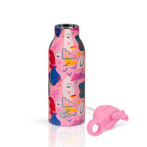 Faces Thermos 550ml - With Inner Straw / Θερμός Faces 550ml - Με εσωτερικό καλαμάκι