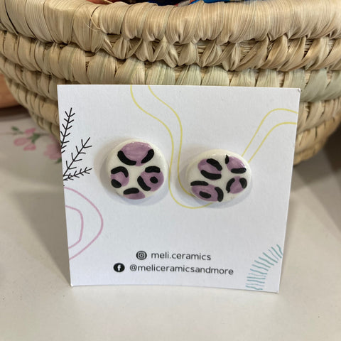 Ceramic stud earrings - Animal print / Κεραμικά καρφωτά σκουλαρίκια - αποτύπωμα ζώου