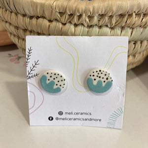 Ceramic stud earrings - Splatter light blue / Κεραμικά καρφωτά σκουλαρίκια - γαλάζια
