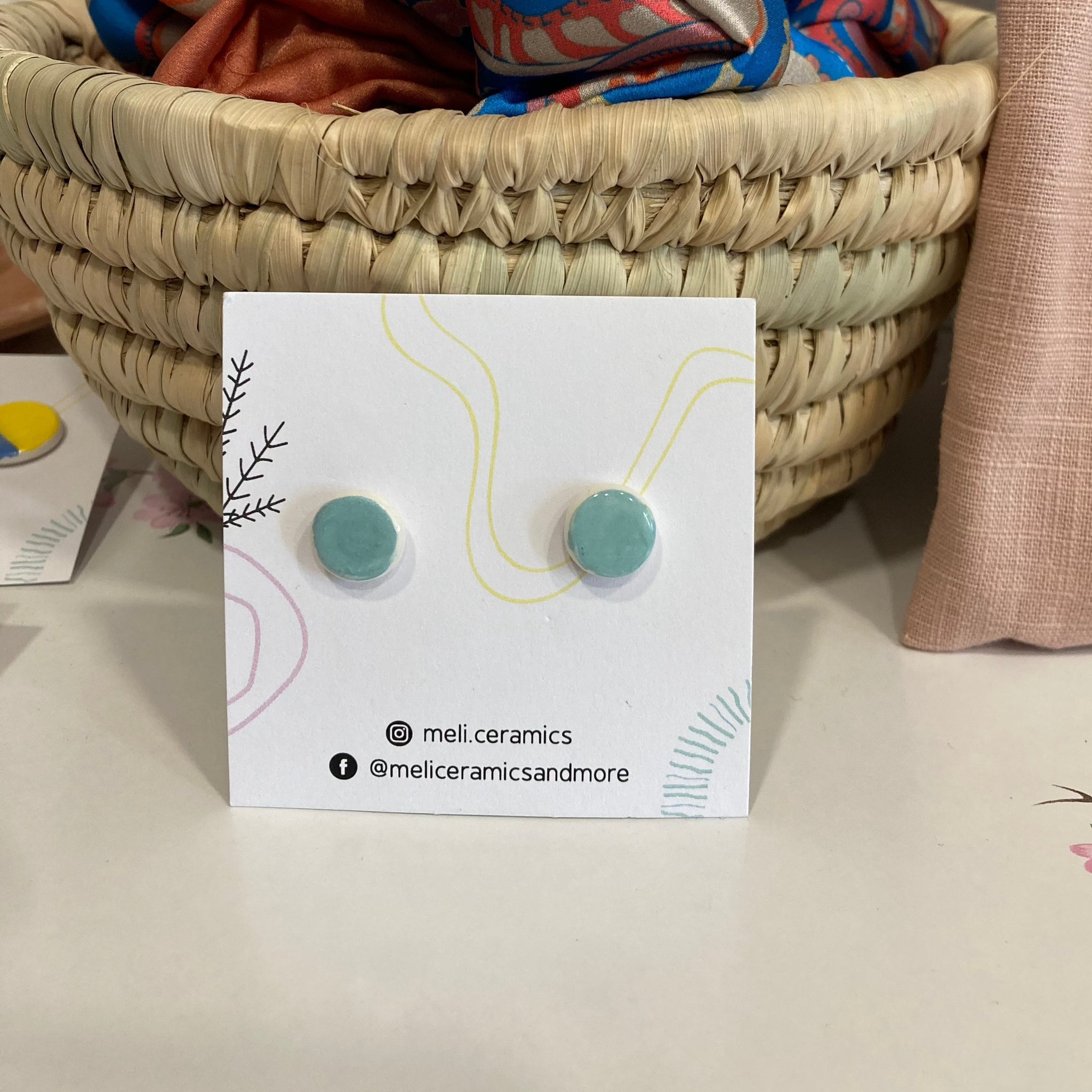 Ceramic stud earrings - Green / Κεραμικά καρφωτά σκουλαρίκια - Πράσινα