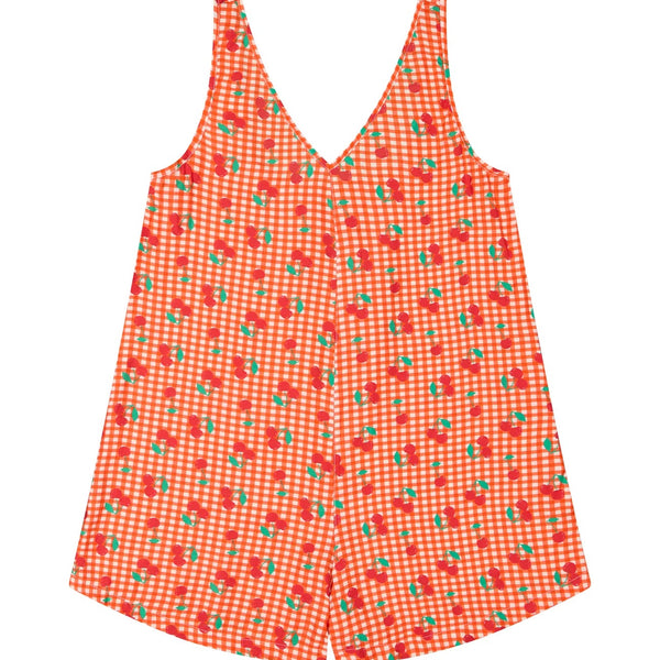 Playsuit Gingham Cherry Red/ Ολόσωμη Φόρμα από EcoVero βισκόζη - Cherry Red