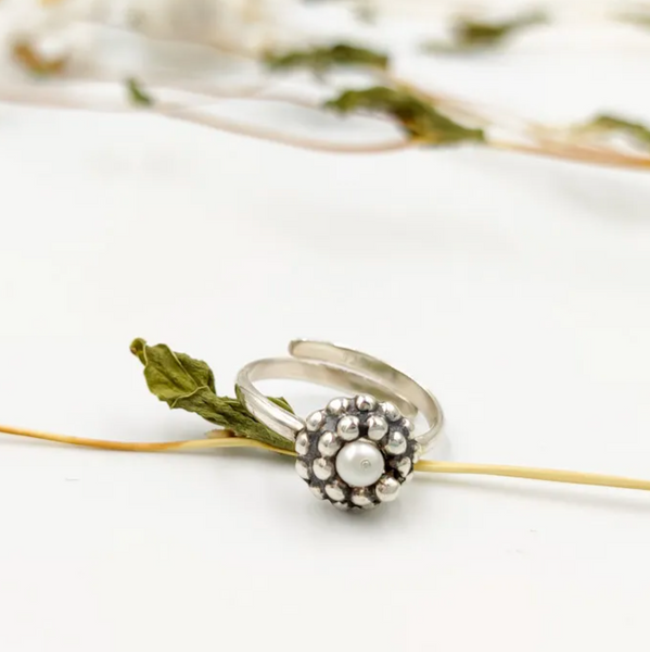 Granules pearl ring / Silver