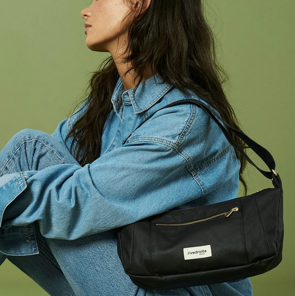 Charlot XS the Handbag / η τσάντα χειρός - Black waxed recycled cotton