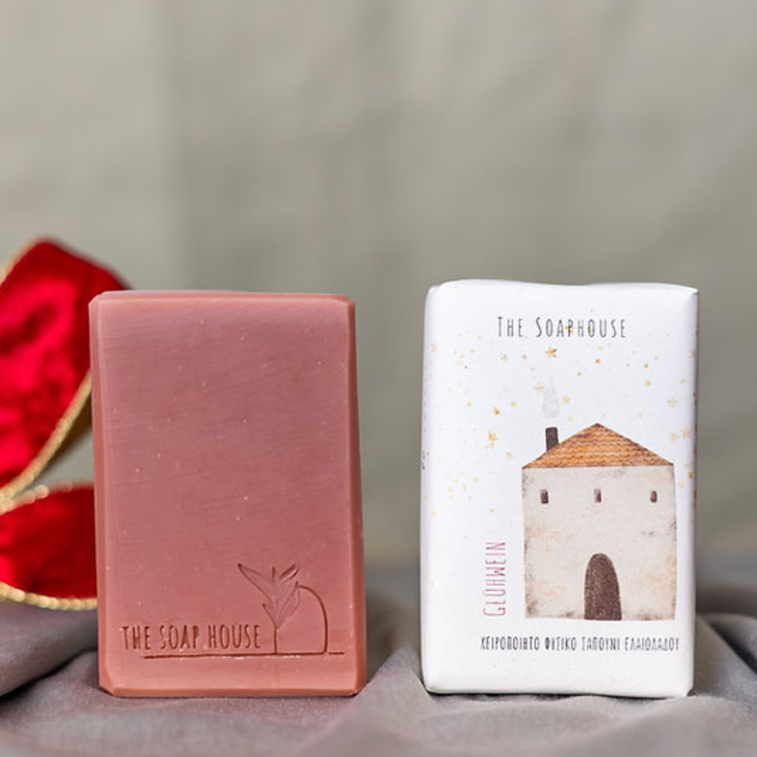 Handmade soap with "Glühwein" and red wine scent / Χειροποίητο σαπούνι με άρωμα "Glühwein" και κόκκινο κρασί - 110 gr