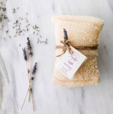 Amalthea in loofah 2 in 1 body soap in loofah sponge / Αμάλθεια σε λούφα Σαπούνι σώματος σε σφουγγάρι λούφας- 80gr