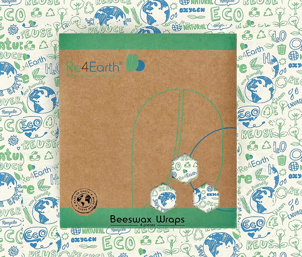 Set of 4 Beeswax Wraps / Σετ 4 Κερομάντηλa τροφίμων - Squarred