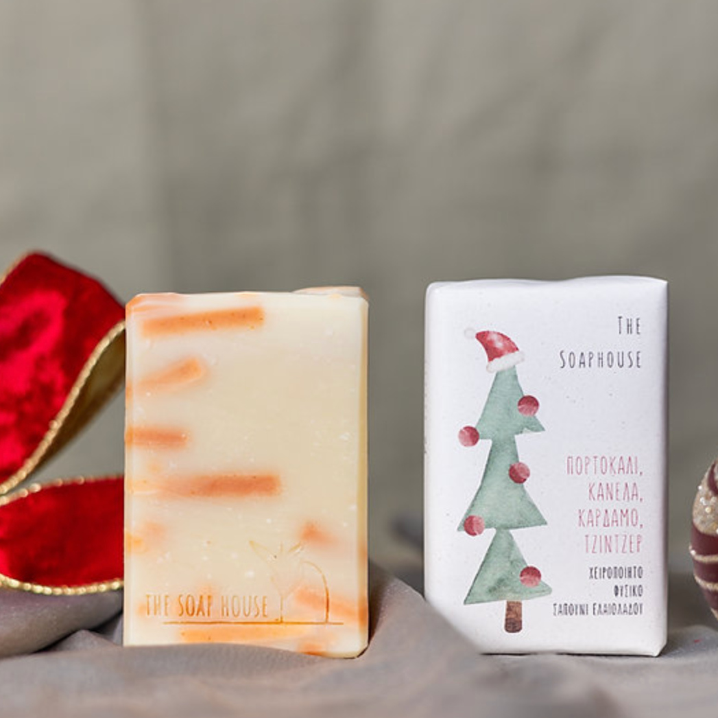 Handmade soap with orange, cinnamon, cardamom & ginger / Χειροποίητο σαπούνι με πορτοκάλι, κανέλα, κάρδαμο & τζίντζερ - 110 gr