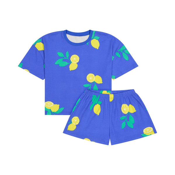 Organic Cotton Waffle Pyjamas / Πιτζάμες από οργανικό βαμβάκι - Royal Blue Lemons