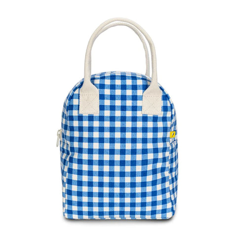 Fluf Eco Friendly Lunch Bag / Τσάντα Φαγητού με φερμουάρ | Blue Ginghamg