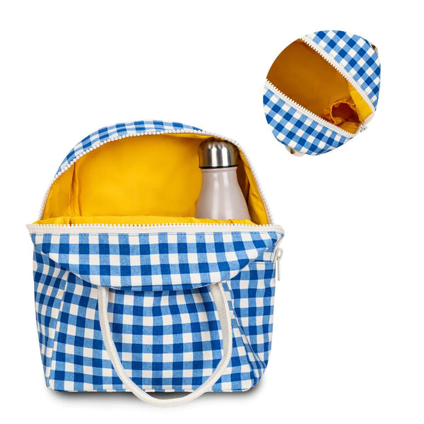 Fluf Eco Friendly Lunch Bag / Τσάντα Φαγητού με φερμουάρ | Blue Ginghamg