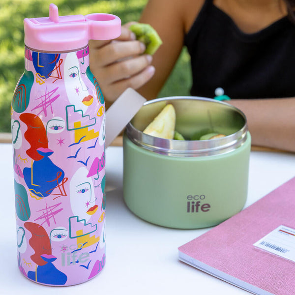 Faces Thermos 550ml - With Inner Straw / Θερμός Faces 550ml - Με εσωτερικό καλαμάκι