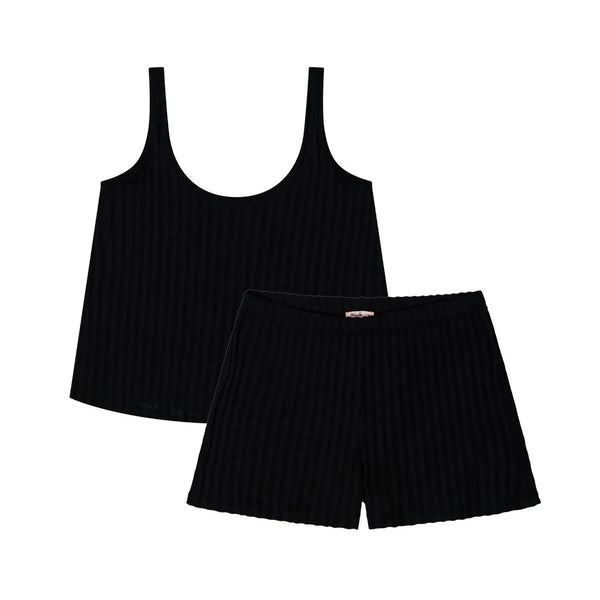 Organic Cotton Tank Top Pyjamas / Πιτζάμες με φανελάκι από οργανικό βαμβάκι - Black