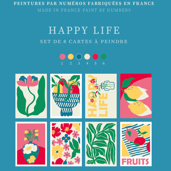 Paint by Numbers Cards - Happy Life | 8 Cards / Κάρτες Ζωγραφικής με Αριθμούς - Happy Life | 8 Κάρτες