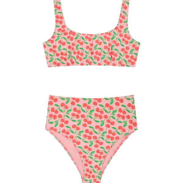 High-Waisted Two-Piece Swimsuit / Ψηλόμεσο μαγιό - Pink Cherries