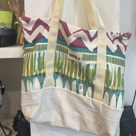 Upcycled Beach bag - Ανακυκλωμένη τσάντα θαλάσσης - Geometric