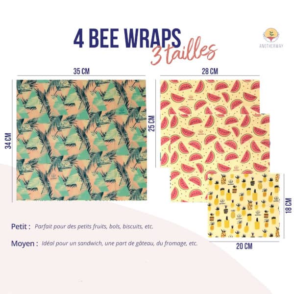 Set of 3 Beeswax Wraps - Σετ 3 τεμαχίων Κερομάντηλα Τροφίμων - Tropical