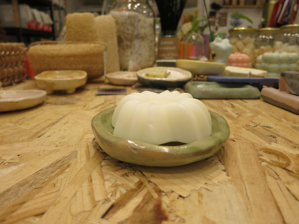 Soap Holder in Ceramic / Σαπουνοθήκη κεραμικη - round green