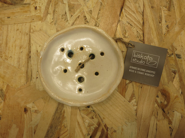 Soap Holder in Ceramic / Σαπουνοθήκη κεραμικη - white&blue round