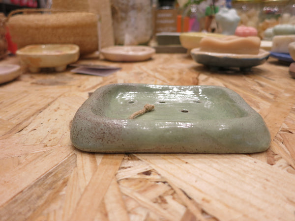 Soap Holder in Ceramic / Σαπουνοθήκη κεραμικη - green hollow