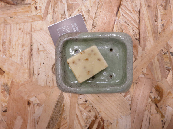 Soap Holder in Ceramic / Σαπουνοθήκη κεραμικη - green hollow