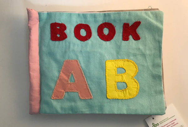 Toddler's activity Book - upcycled fabric - Βιβλίο δραστηριοτήτων για νήπια - απο 100% ανακυκλωμένο ύφασμα