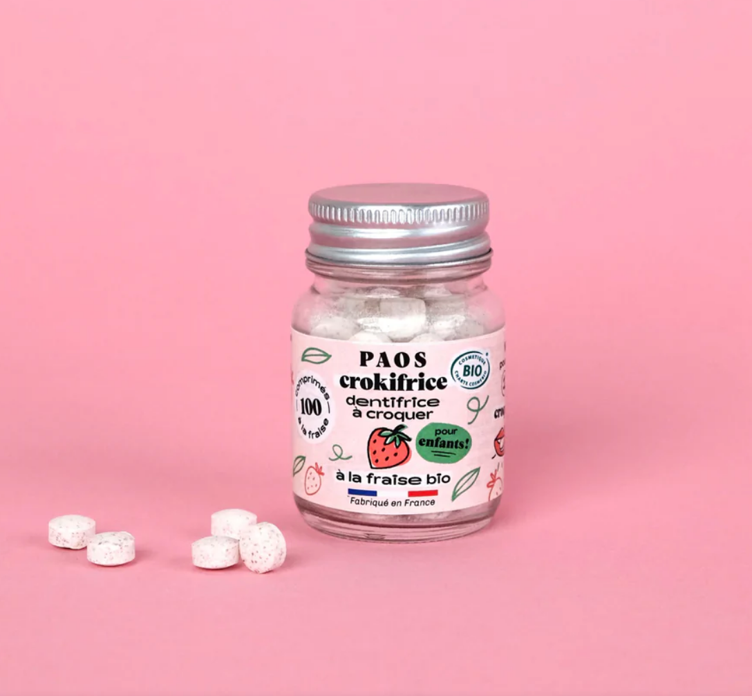 Toothtabs in refillable glass jar - Organic / Οδοντόταμπλετες σε επαναγεμιζόμενο γυάλινο βάζο  - Fresh Mint - Icy Mint - Strawberry