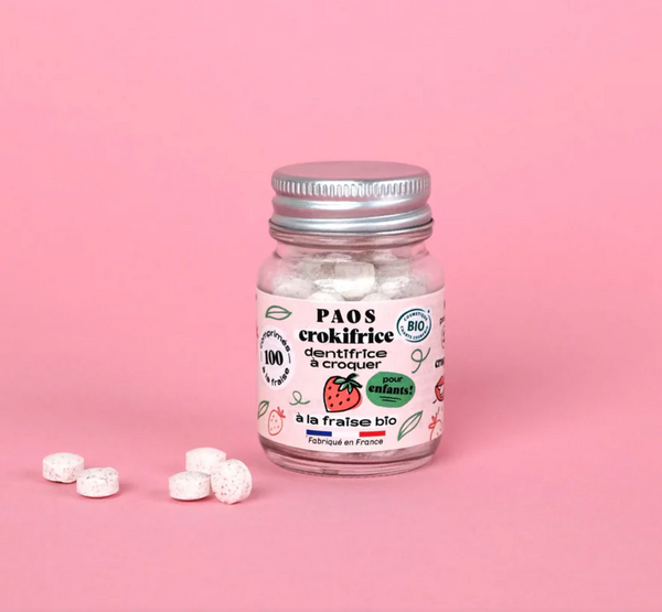 Toothtabs in refillable glass jar - Organic / Οδοντόταμπλετες σε επαναγεμιζόμενο γυάλινο βάζο  - Fresh Mint - Icy Mint - Strawberry