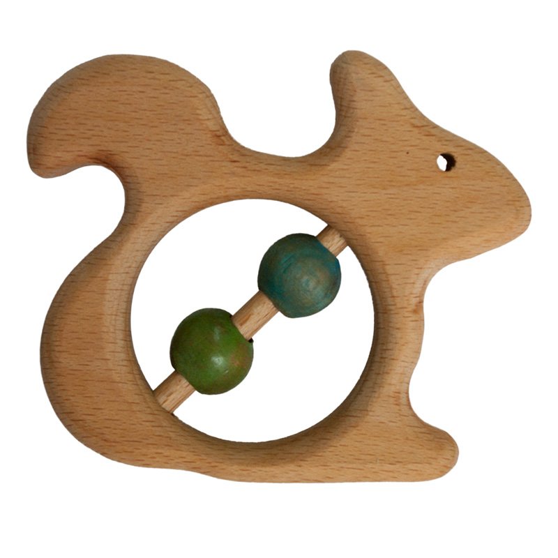 Wooden Teether Rattle Squirrel - Ξύλινή Μασητική Κουδουνίστρα / Σκιουρος