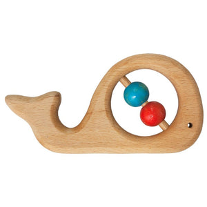 Wooden Teether Rattle Whale - Ξύλινή Μασητική Κουδουνίστρα / Φαλαινα