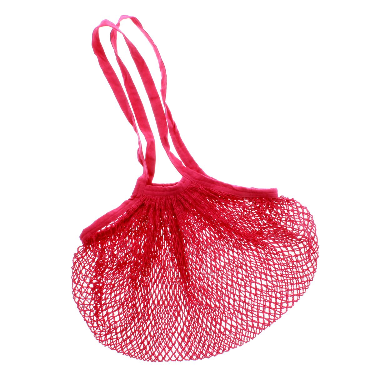 Net Bag in Organic Cotton (long handles) Pink -  Τσάντα δίχτυ από οργανικό βαμβάκι (μακριές λαβές)