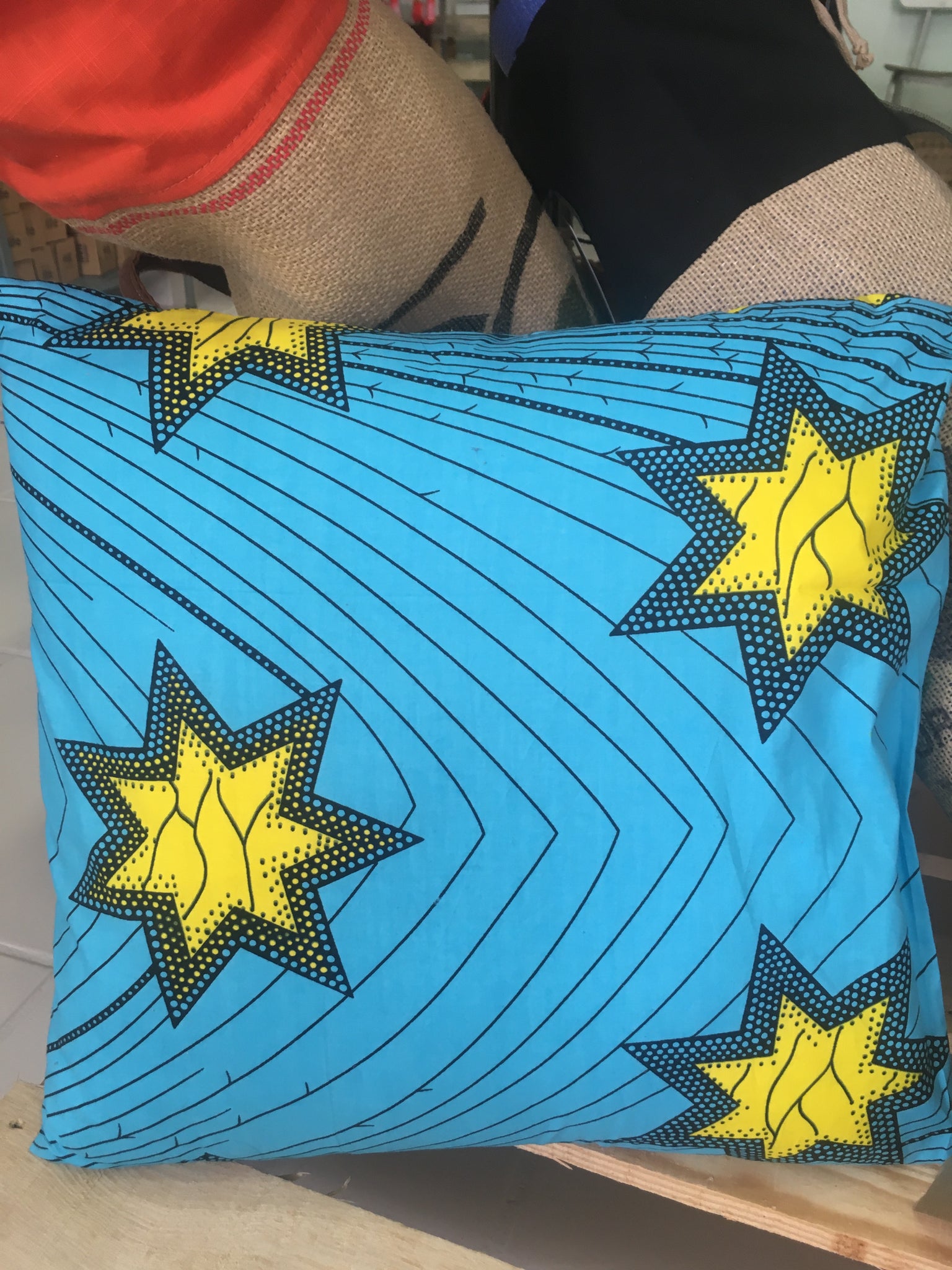 Upcycled Wax Cushion Cover (blue) / Μαξιλαροθήκη από ανακυκλωμένο wax ( μπλε)