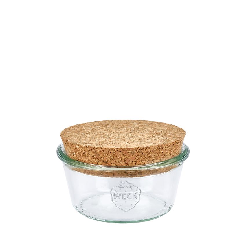 Glass storage jar + cork stopper / 300ml  - Γυάλινο βάζο αποθήκευσης + πώμα από φελλό / 300 ml