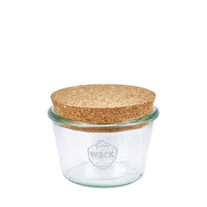 Glass storage jar + cork stopper / 400ml  - Γυάλινο βάζο αποθήκευσης + πώμα από φελλό / 400 ml