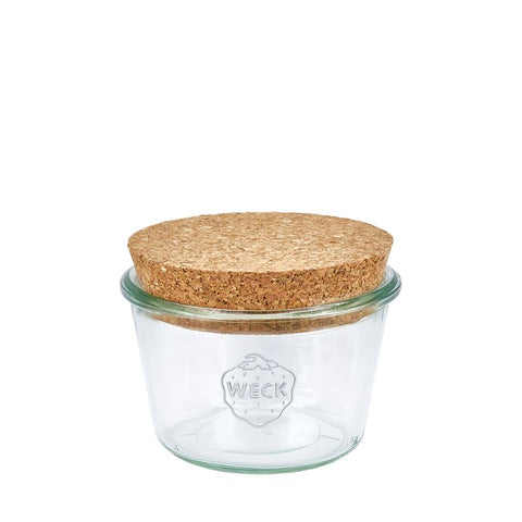 Glass storage jar + cork stopper / 400ml  - Γυάλινο βάζο αποθήκευσης + πώμα από φελλό / 400 ml