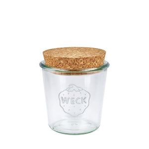 Glass storage jar + cork stopper / 600ml  - Γυάλινο βάζο αποθήκευσης + πώμα από φελλό / 600 ml